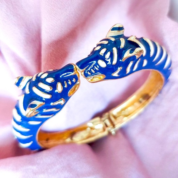 Stella & Dot | Dainty Gold Bangle Bracelet COBALT BLUE+Gold Julep Bangle - Picture 11 of 11